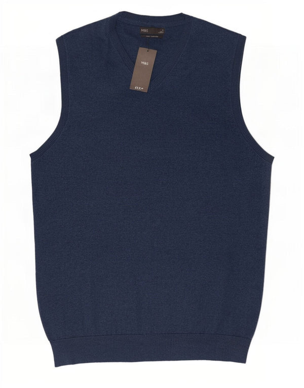 Marks & Spencer Ανδρικό γιλέκο Tank Top Large Navy Blue Cotton
