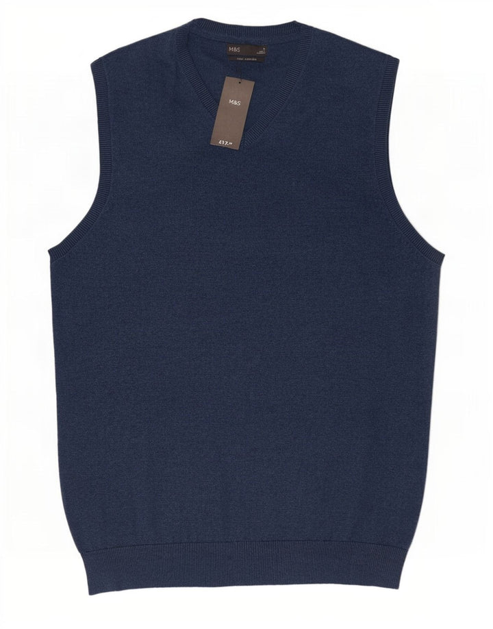 Marks & Spencer Ανδρικό γιλέκο Tank Top Large Navy Blue Cotton