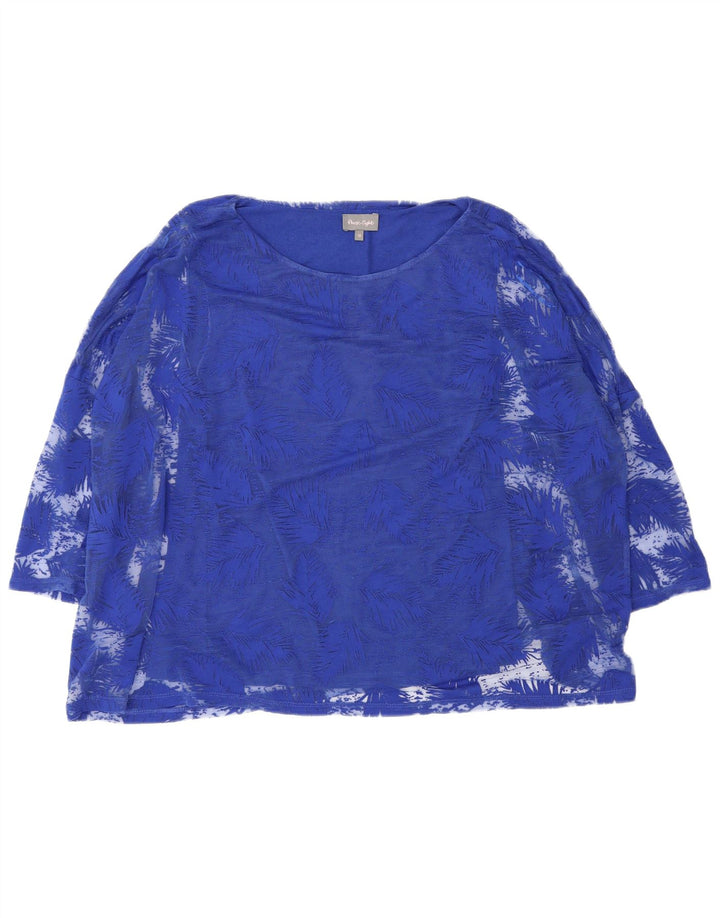 Φάση Οκτώ Γυναικείο Oversized Top 3/4 μανίκι UK 12 Medium Blue Floral