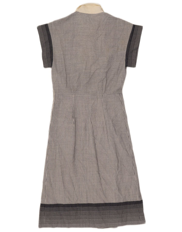 Vintage γυναικείο φόρεμα A-Line UK 8 Small Grey Pinstripe