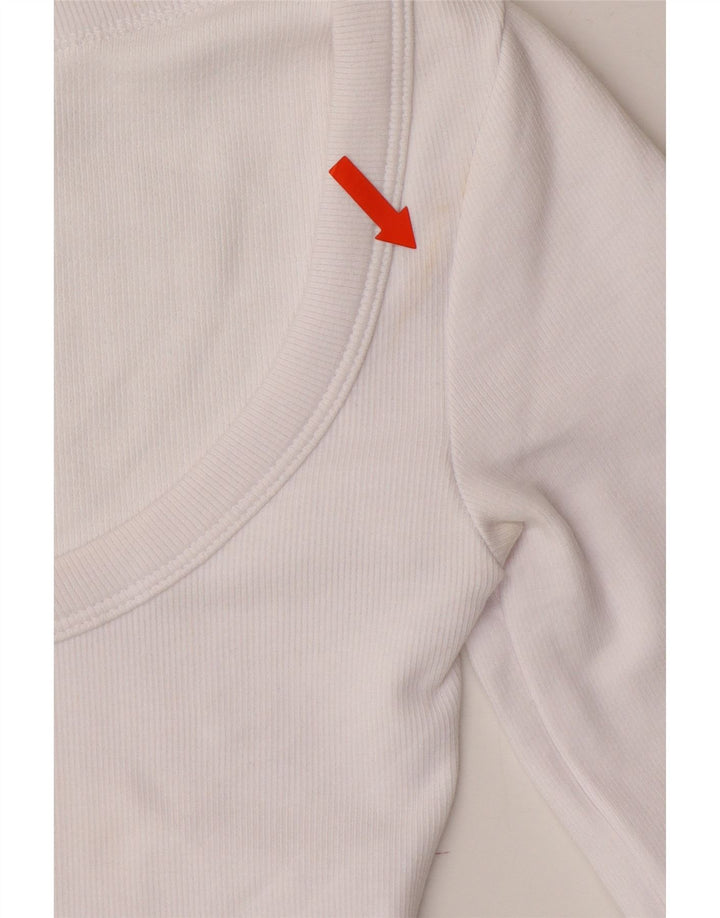 ZARA Womens Crop Top Long Sleeve UK 8 Small White Vintage Zara and Second-Hand Zara from Messina Hembry 
