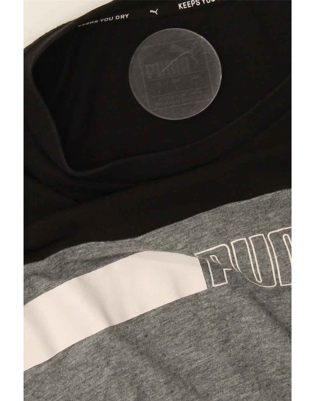 PUMA Mens Graphic T-Shirt Top Large Grey Colourblock
