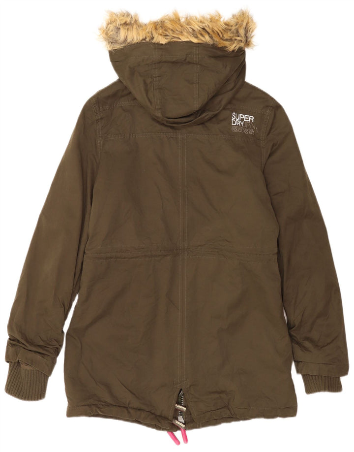 Superdry Womens The windparka Hooded Parka Jacket UK 14 Medium Khaki