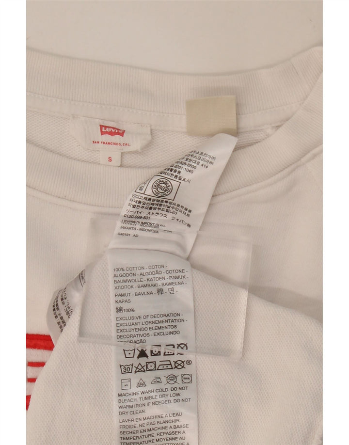LEVI'S Womens Oversized Graphic Sweatshirt Jumper UK 10 Small White Cotton