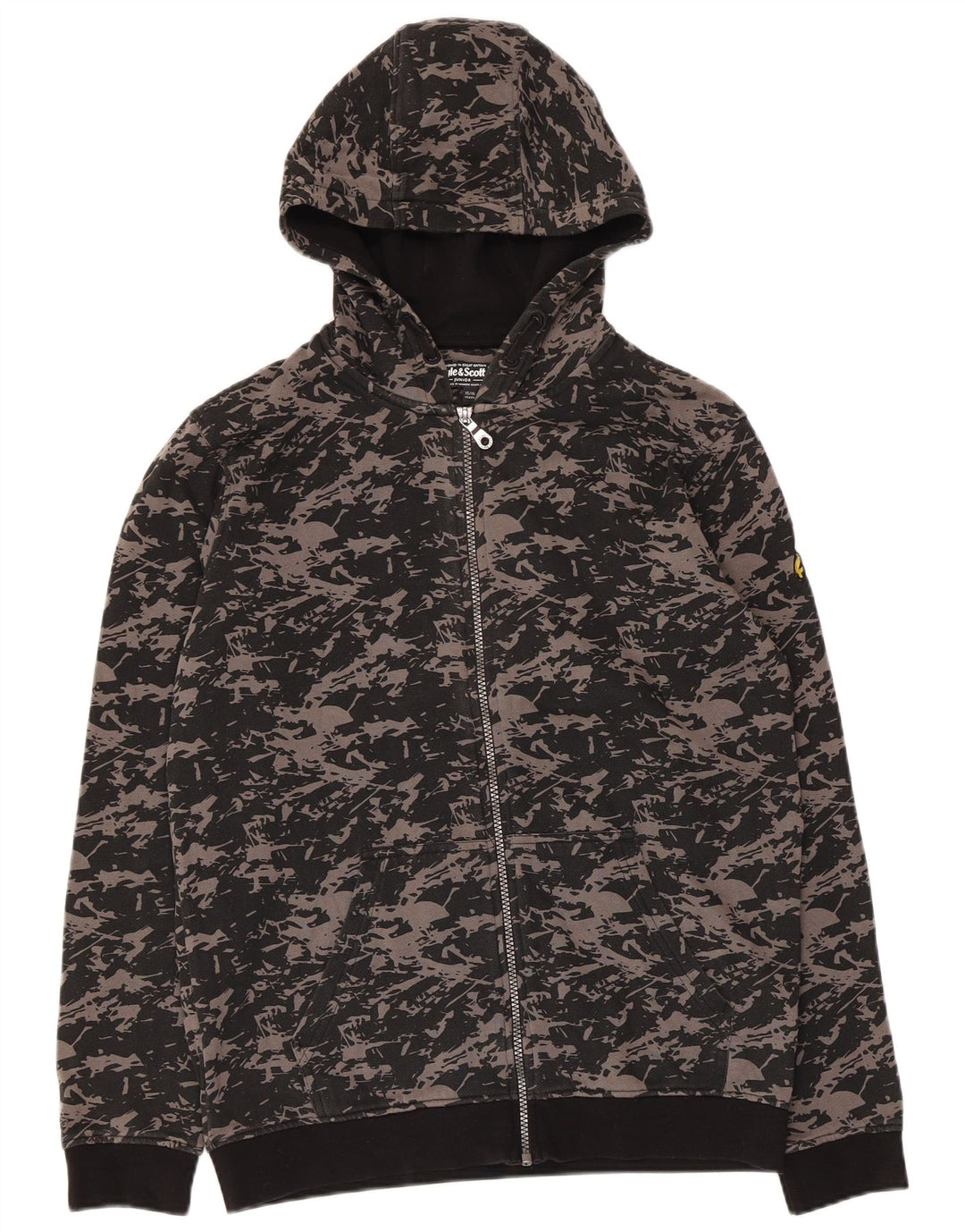 Πουλόβερ με κουκούλα με φερμουάρ Lyle & Scott Boys Abstract Pattern Μαύρο 15-16 ετών