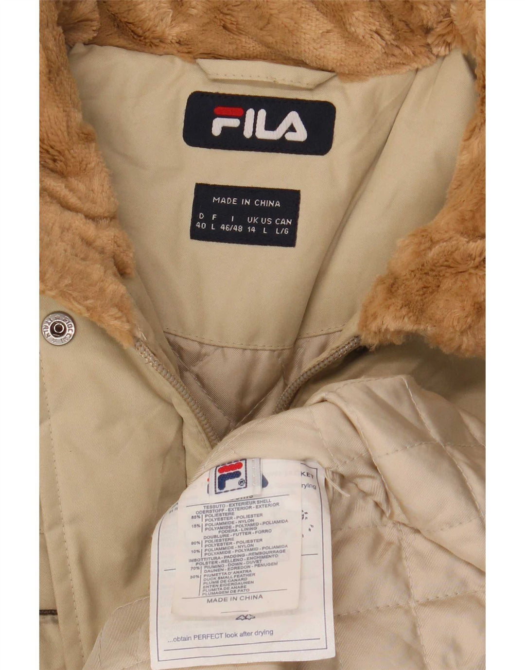 Fila Γυναικείο παλτό UK 14 Large Beige Polyester