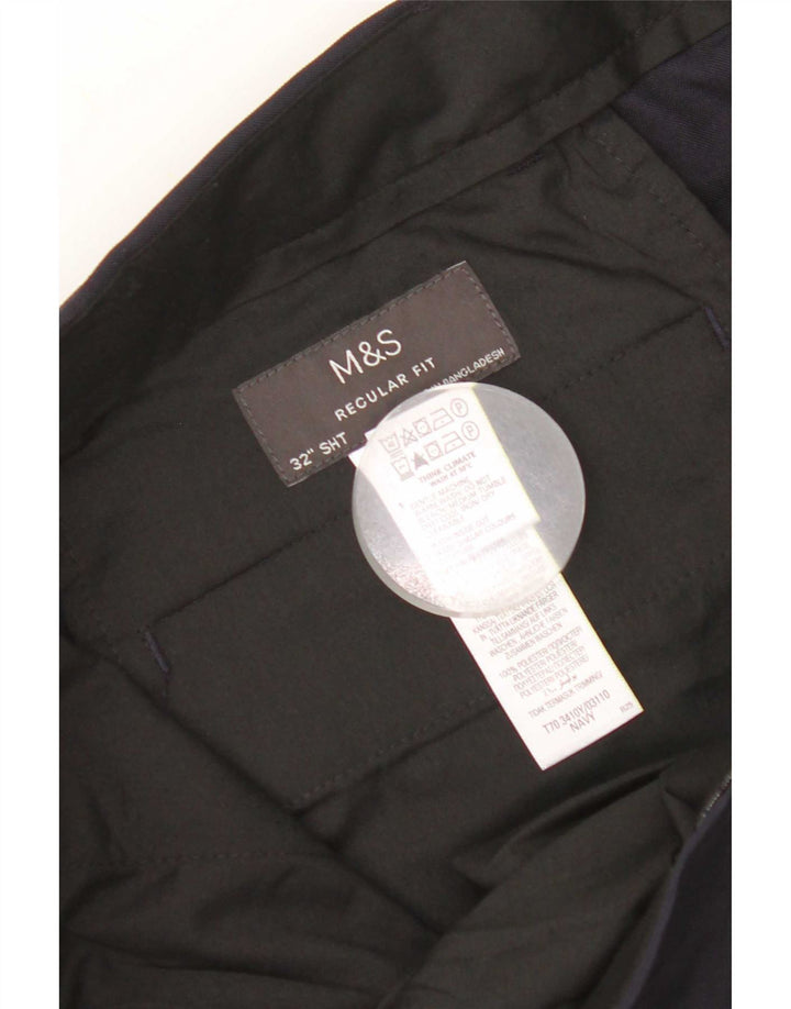 Marks & Spencer Ανδρικό παντελόνι Chino με κανονική εφαρμογή W32 L29 Navy Blue Polyester