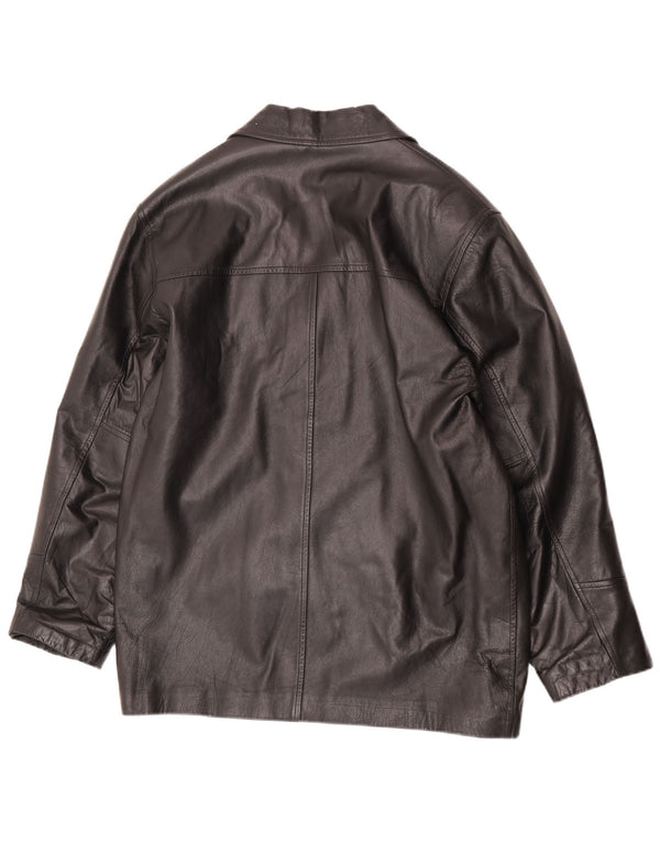 antros Ανδρικό δερμάτινο μπουφάν 3 κουμπιών UK 40 Large Black Leather