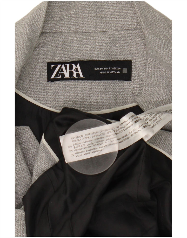 Zara Γυναικείο Μπουφάν σακάκι με 1 κουμπί EU 34 2XS Γκρι Πολυεστέρας