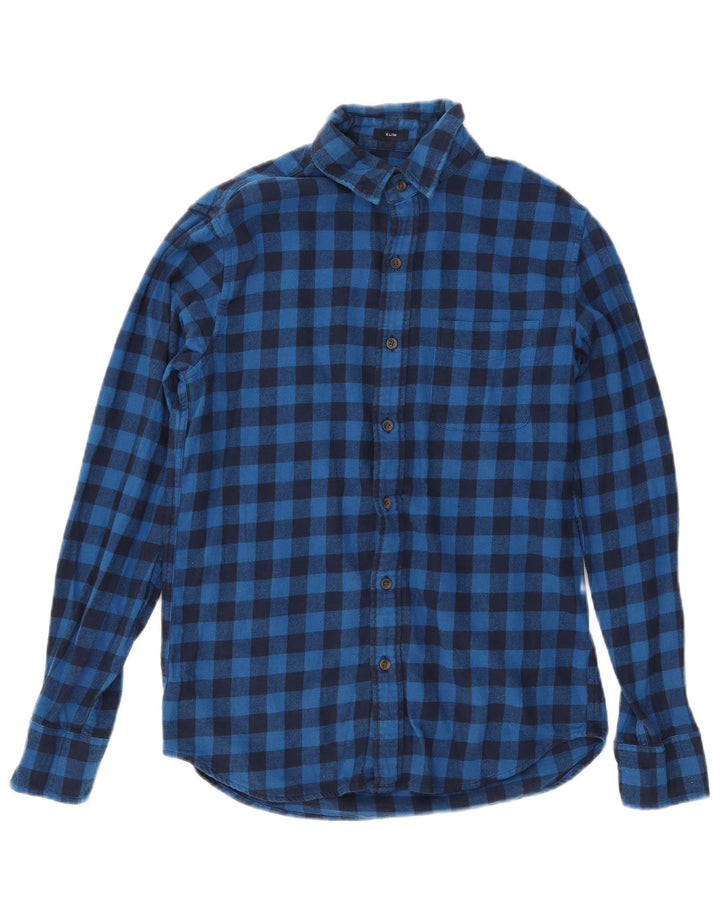 J. CREW Ανδρικό Slim Flannel πουκάμισο Μικρό Navy Blue Gingham Cotton