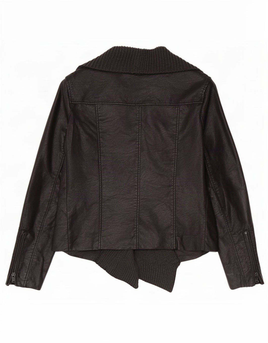 Cavalini Γυναικείο Ανοιχτό Faux Leather Biker Jacket UK 18 XL Μαύρο Πολυουρεθάνη