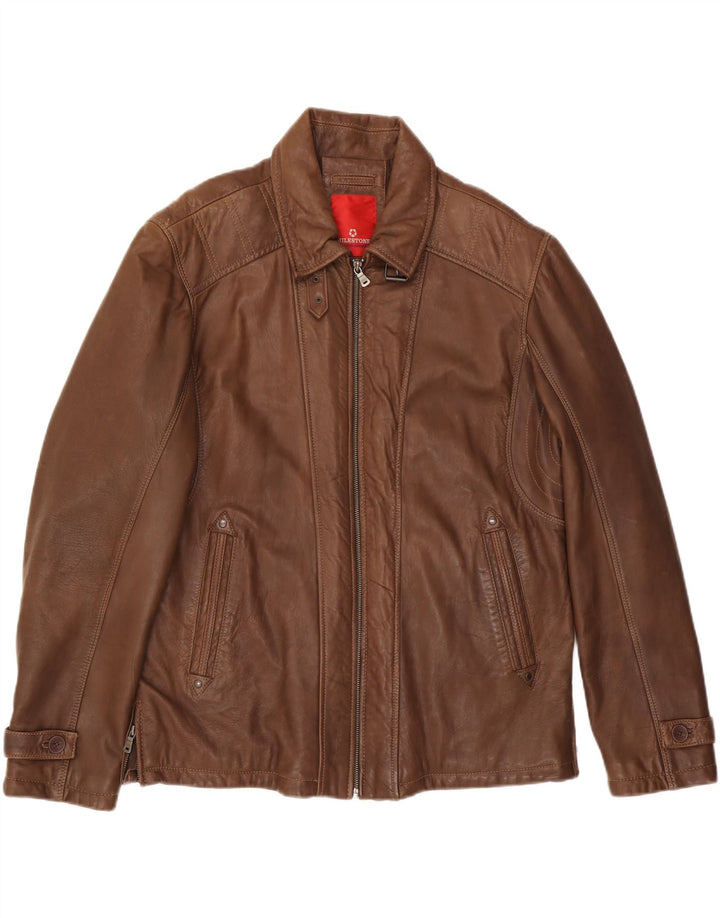 MILESTONE Ανδρικό Δερμάτινο Μπουφάν UK 40 Μεγάλο Καφέ Δερμάτινο