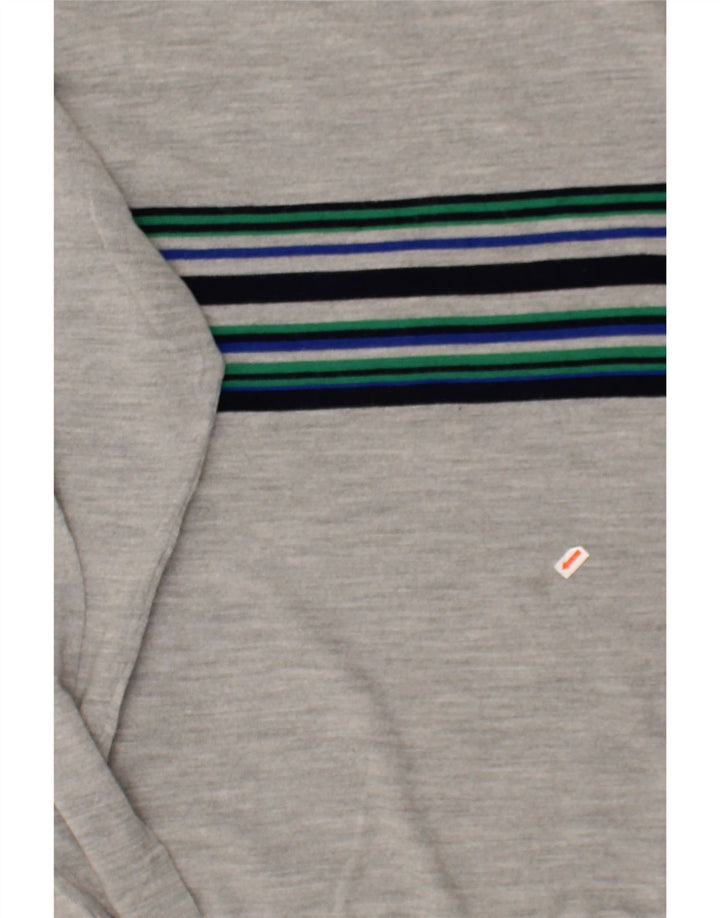 CREW Mens Crew Neck Jumper Sweater Large Grey Striped Cotton Vintage Crew and Second-Hand Crew from Messina Hembry 
