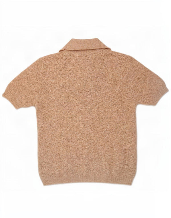 Vintage γυναικείο πουλόβερ πόλο με λαιμόκοψη UK 10 Small Beige Flecked