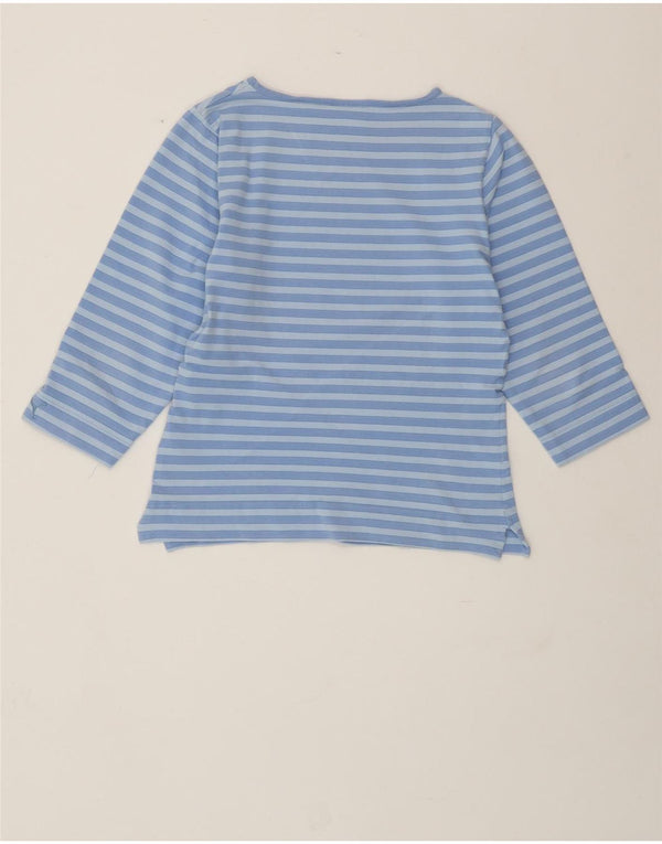 PUMA γυναικείο τοπ 3/4 μανίκι UK 14 μεσαίο μπλε βαμβακερό ριγέ