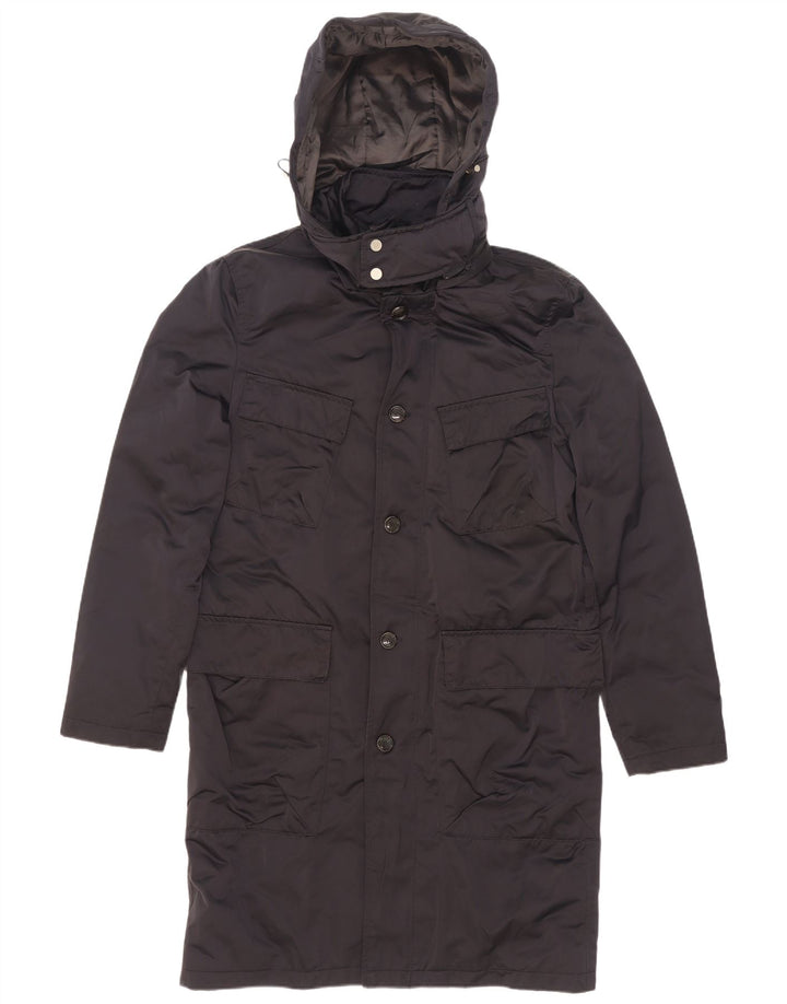 Zara Ανδρικό παλτό με κουκούλα με επένδυση UK 38 Medium Navy Blue Polyester