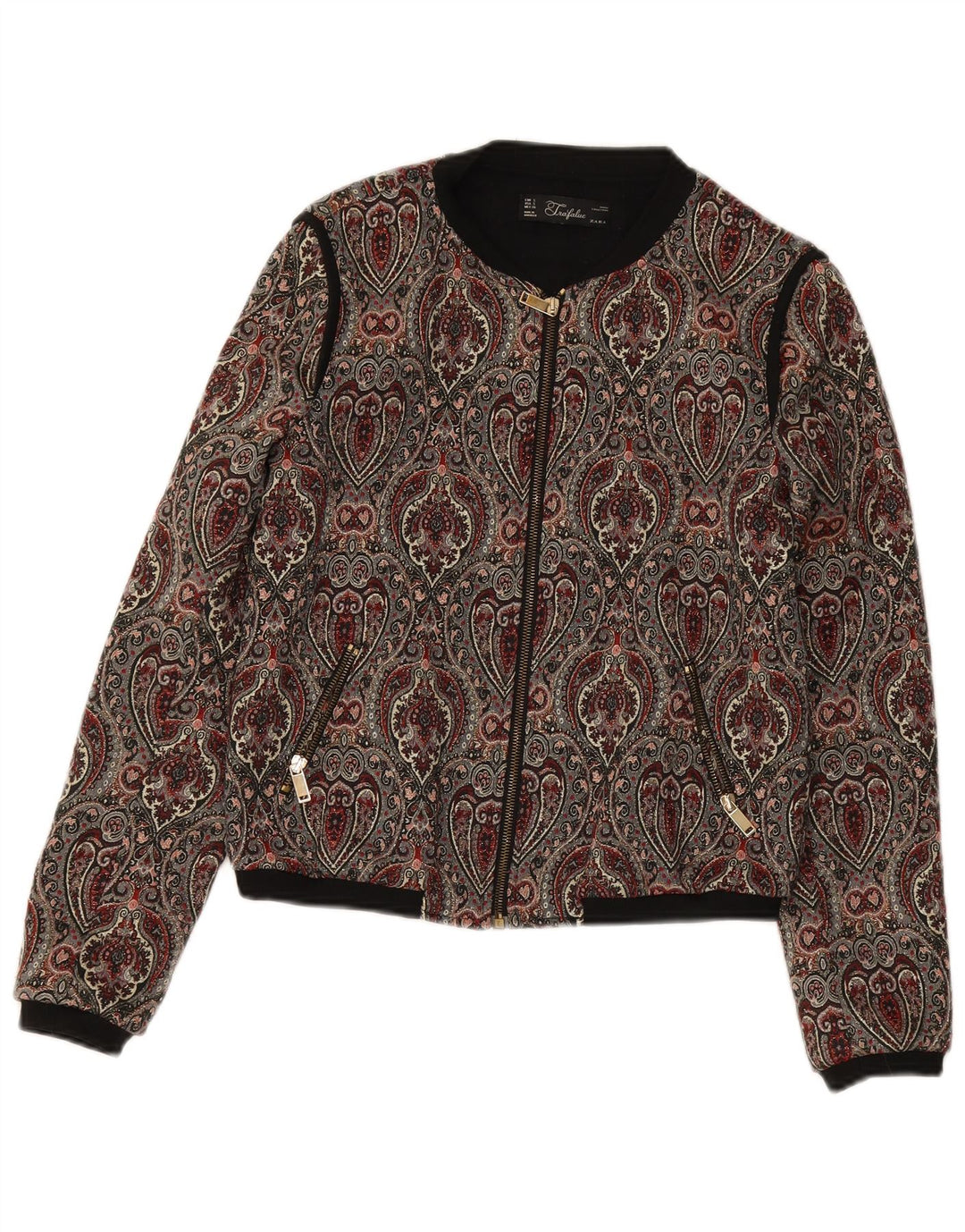 Zara Γυναικείο Crop Bomber Jacket UK 10 Small πολύχρωμο Paisley