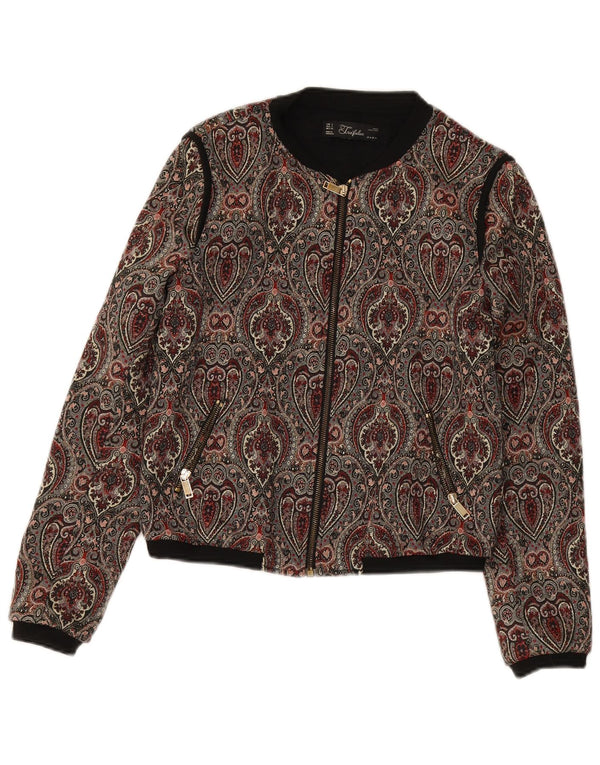 Zara Γυναικείο Crop Bomber Jacket UK 10 Small πολύχρωμο Paisley