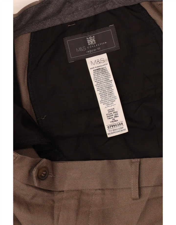 Marks & Spencer Ανδρικό παντελόνι με κανονική εφαρμογή W38 L29 Μπεζ πολυεστέρας