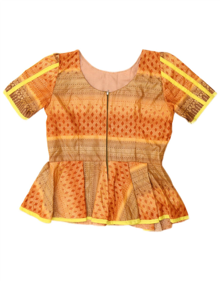 Vintage γυναικεία μπλούζα τοπ UK 12 Medium Orange Geometric