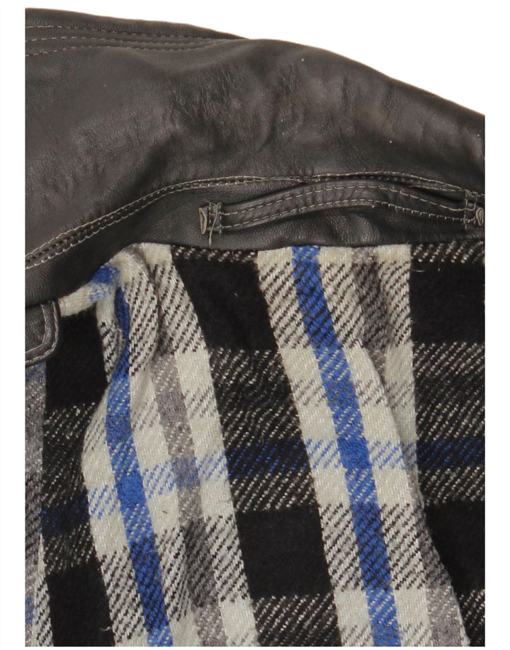 VINTAGE Ανδρικό Δερμάτινο Trench Coat UK 38 Medium Black Leather