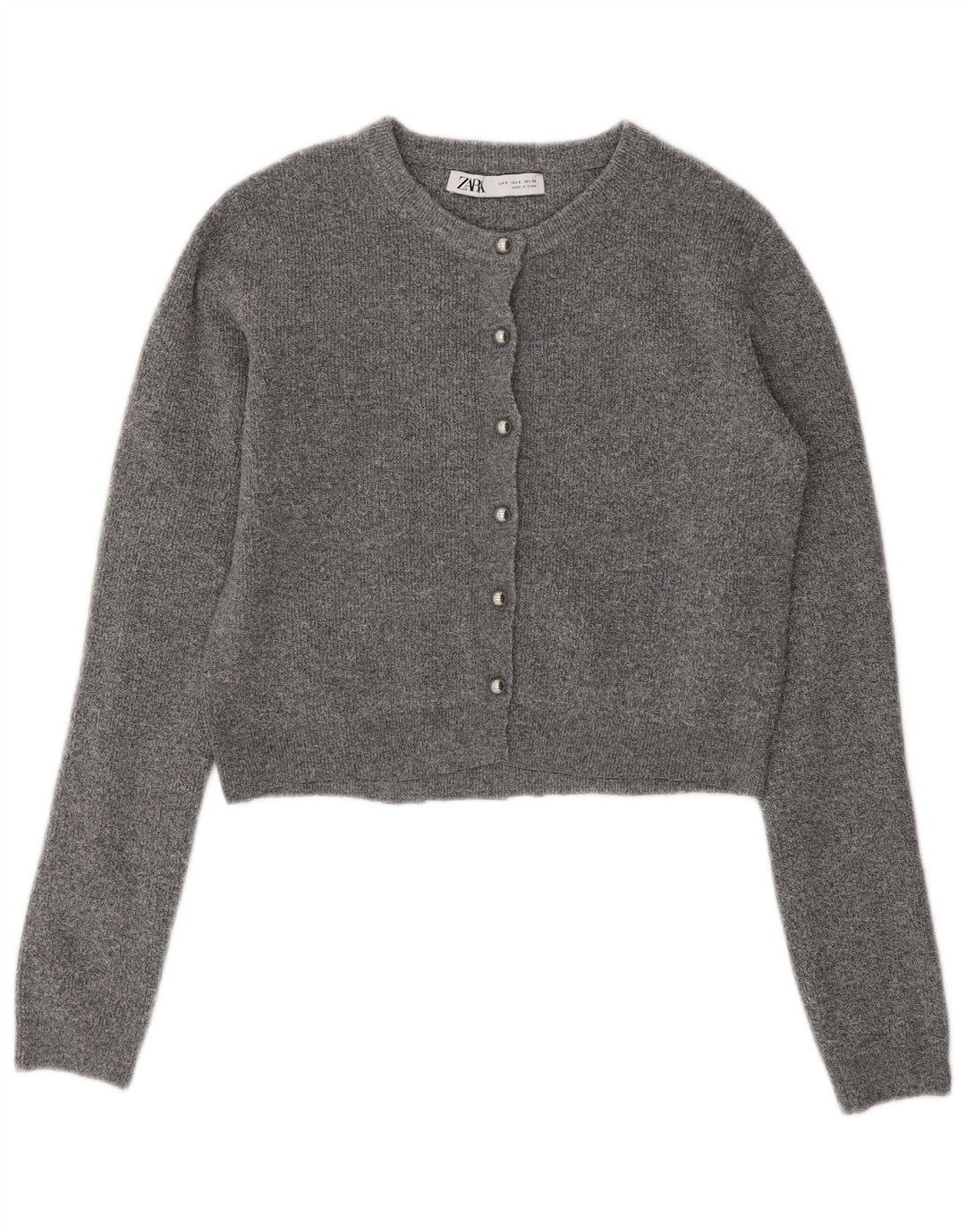 Zara Γυναικεία Ζακέτα Crop UK 10 Small Grey