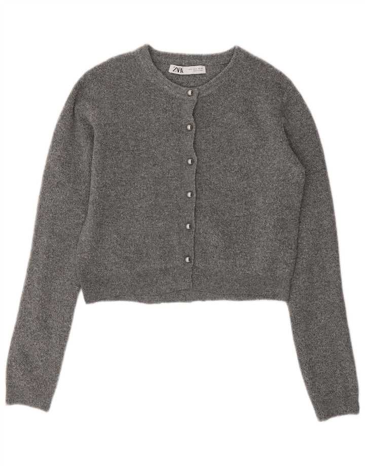 Zara Γυναικεία Ζακέτα Crop UK 10 Small Grey