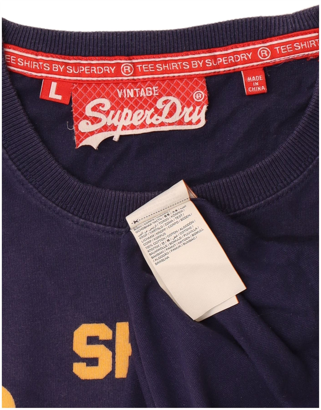 Ανδρικό γραφικό T-Shirt Superdry Top Large Navy Blue από βαμβάκι