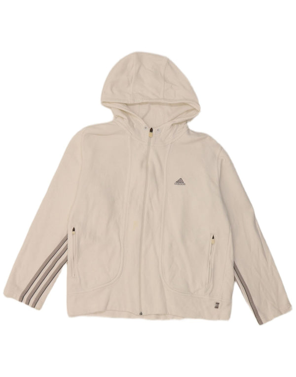 Γυναικείο πουλόβερ Adidas με φερμουάρ UK 14 μεγάλο λευκό βαμβακερό