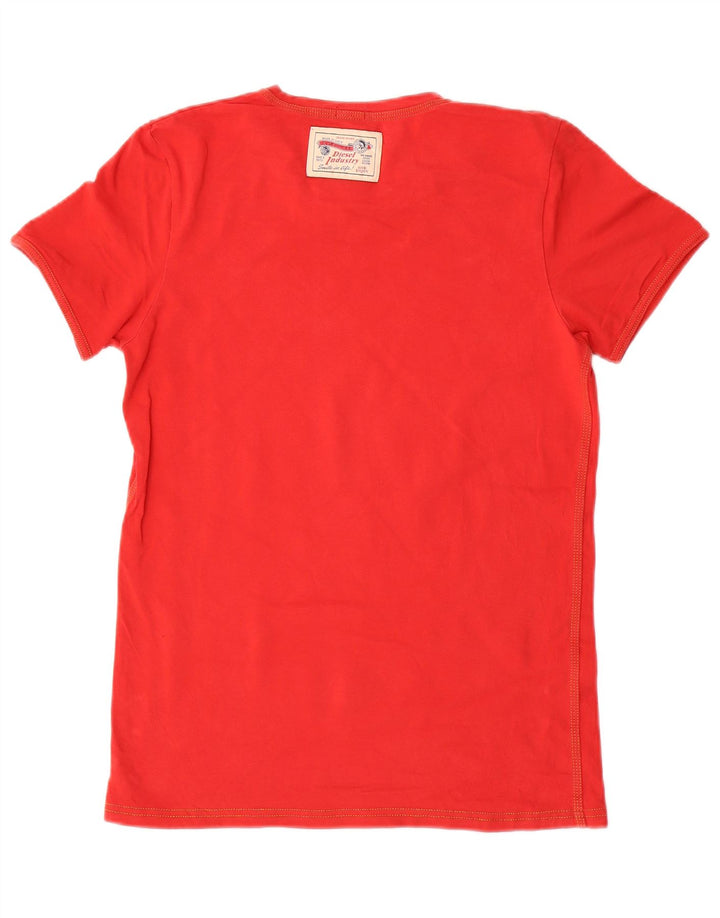 Γυναικείο T-Shirt DIESEL Top UK 10 Small Red Cotton