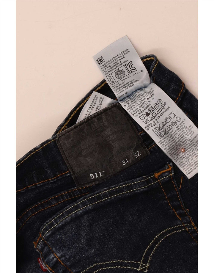 Levi's Mens 511 Slim Jeans W34 L32 Navy Blue Cotton