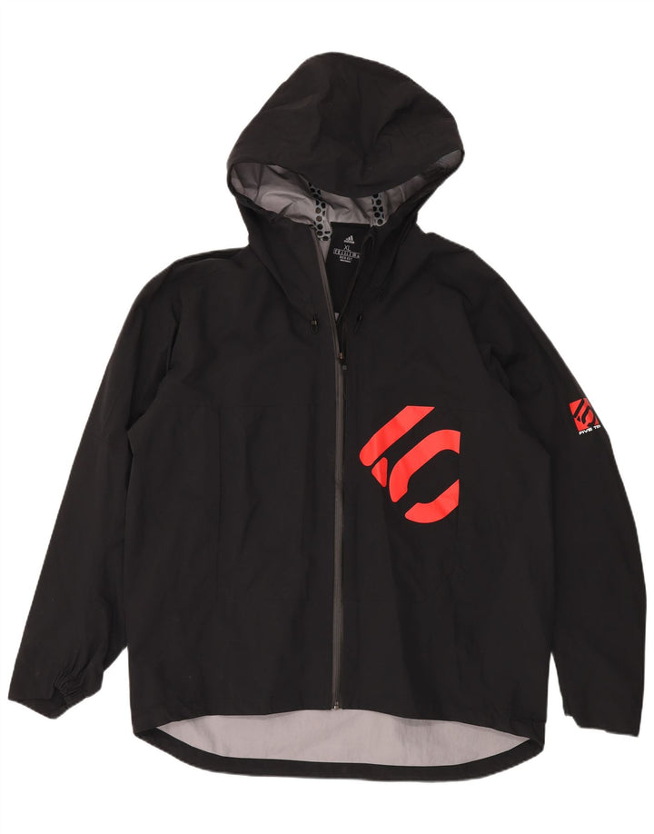 Ανδρικό μπουφάν βροχής με κουκούλα ADIDAS UK 42 XL μαύρο πολυαμίδιο