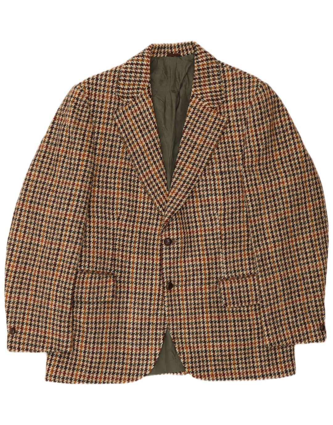 Harris Tweed Ανδρικό σακάκι σακάκι με 2 κουμπιά UK 40 Large Brown Houndstooth