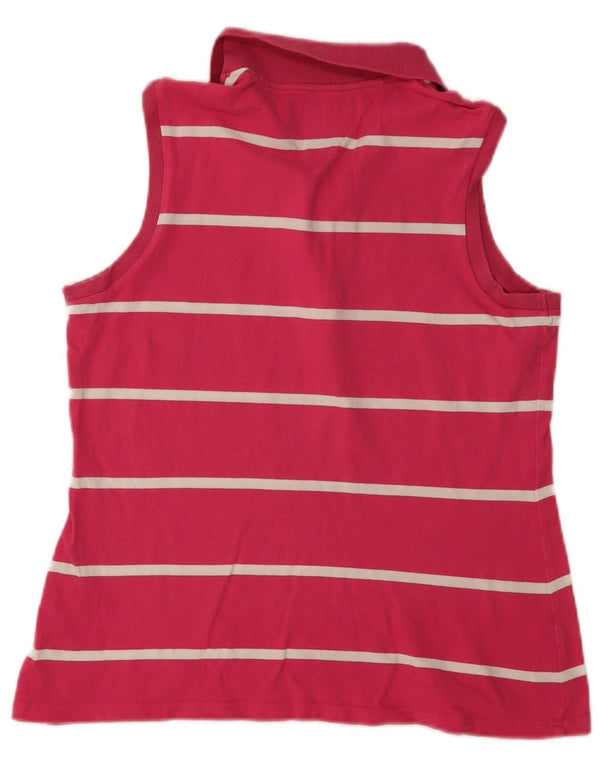 Tommy Hilfiger γυναικείο αμάνικο μπλουζάκι πόλο UK 18 XL ροζ ριγέ