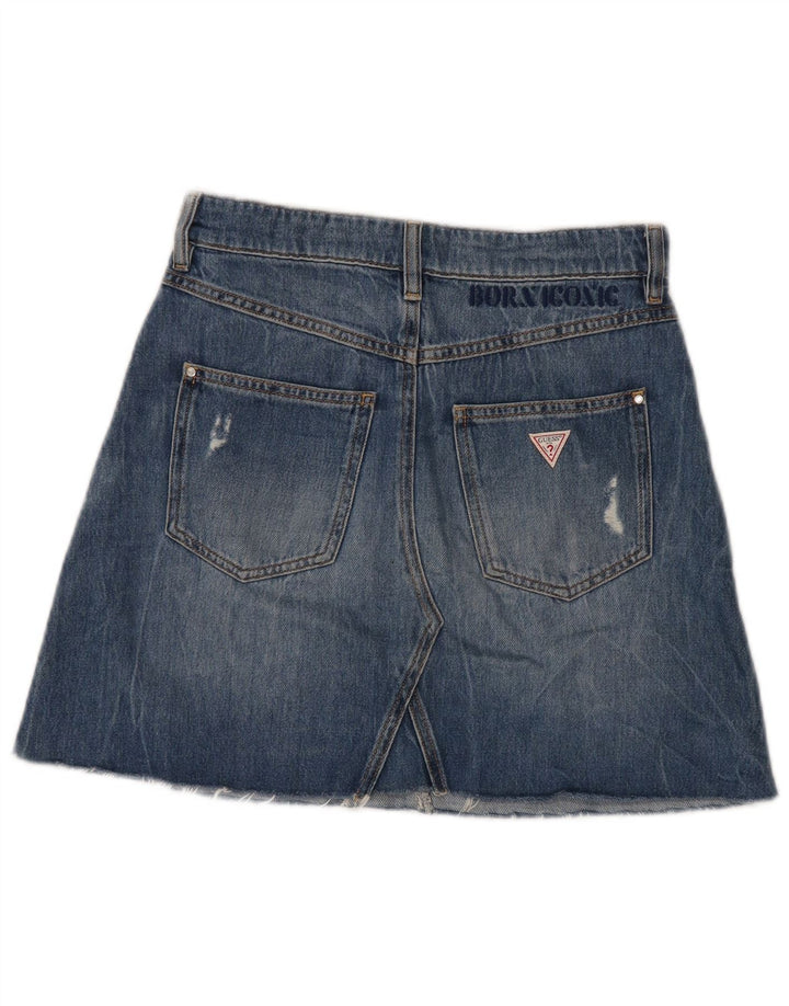 Guess Γυναικεία Distressed Τζιν Φούστα W27 Μικρή Μπλε Βαμβακερή