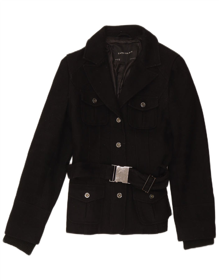 Zara Γυναικείο Utility Jacket UK 10 Small Black Polyester