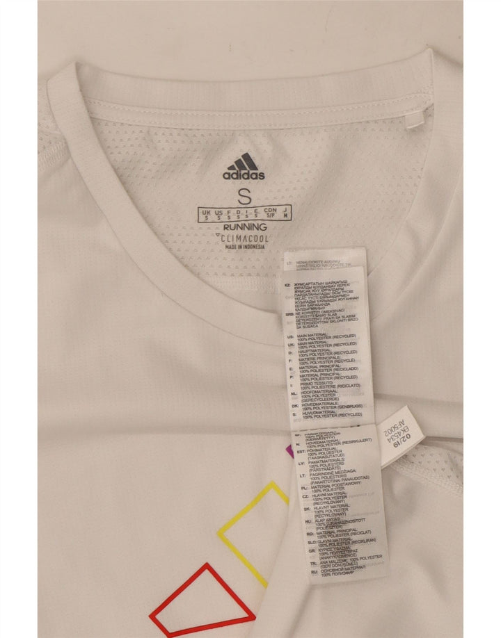 Ανδρικό γραφικό T-shirt για τρέξιμο Adidas, μεσαίο λευκό πολυεστέρας