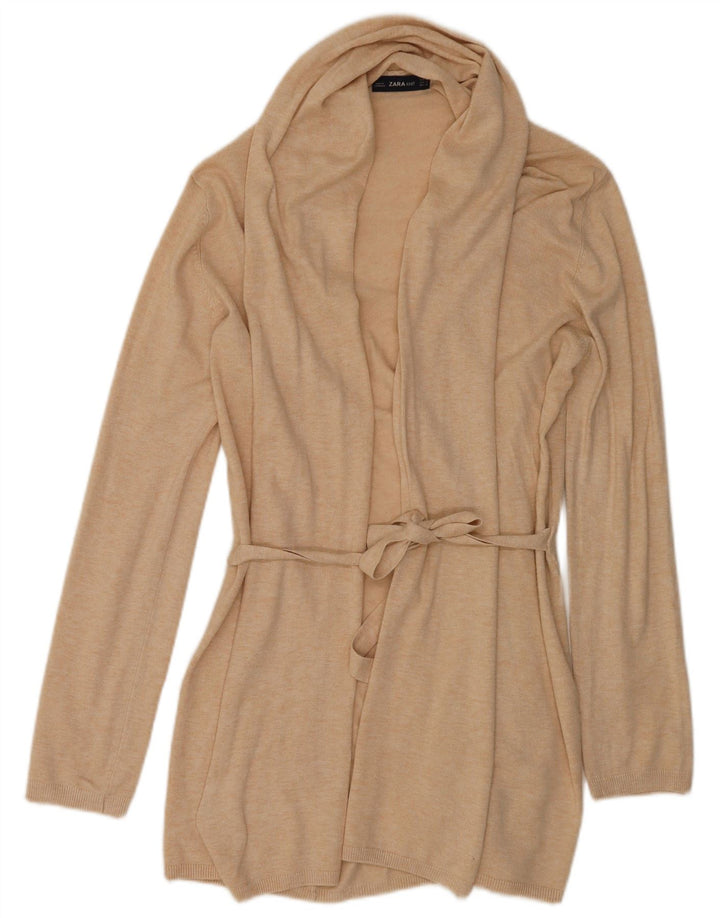 Zara Γυναικείο πουλόβερ ζακέτα Longline UK 12 μεσαία μπεζ βισκόζη