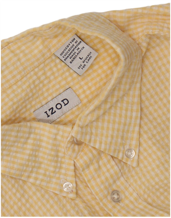 Ανδρικό κοντομάνικο IZOD πουκάμισο μεγάλο κίτρινο βαμβακερό Gingham