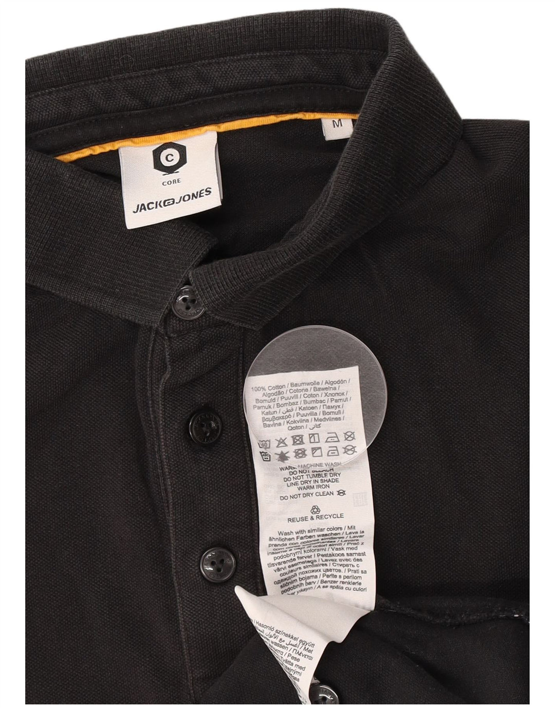 Jack & Jones Ανδρικό γραφικό μπλουζάκι πόλο, μεσαίο μαύρο χρώμα, βαμβακερό
