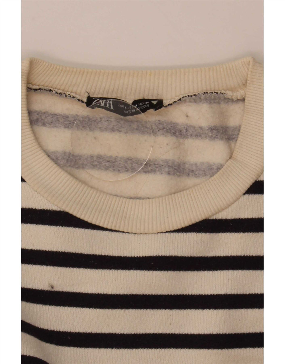 Zara Γυναικεία φούτερ μεγάλου μεγέθους Jumper UK 14 Medium Off White ριγέ