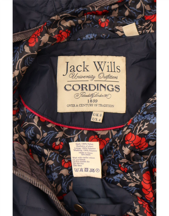 Jack Wills Γυναικείο Καπιτονέ μπουφάν με κουκούλα UK 8 Small Navy Blue Nylon