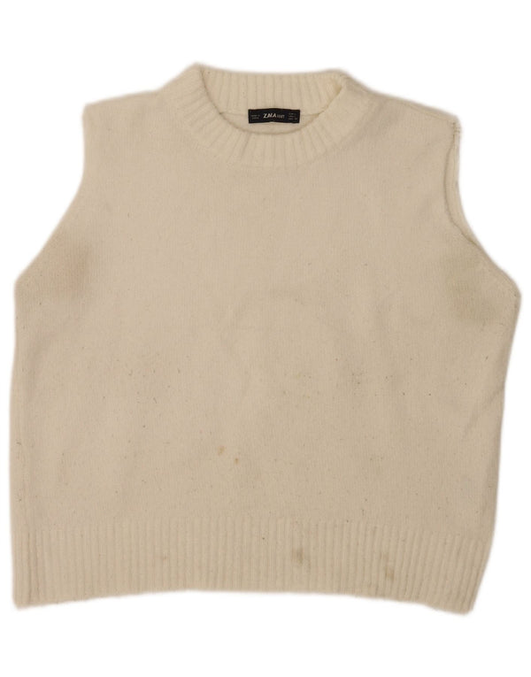 Zara Γυναικείο γιλέκο Crop Tank Top UK 16 Large Off White