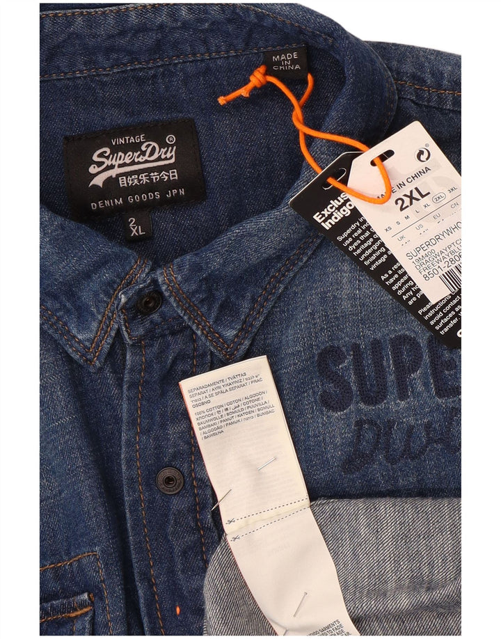 Ανδρικό τζιν πουκάμισο Superdry 2XL Μπλε βαμβακερό