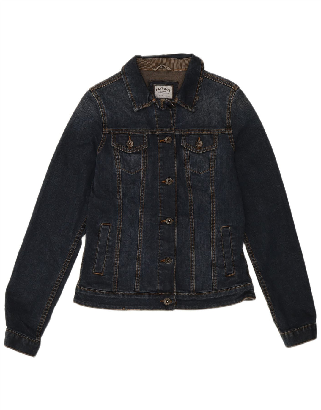 Γυναικείο τζιν μπουφάν Fat Face UK 10 Small Navy Blue Cotton