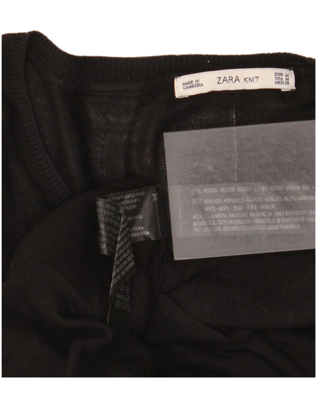 Zara Γυναικείο τοπ μακρυμάνικο UK 14 μεσαία μαύρη βισκόζη