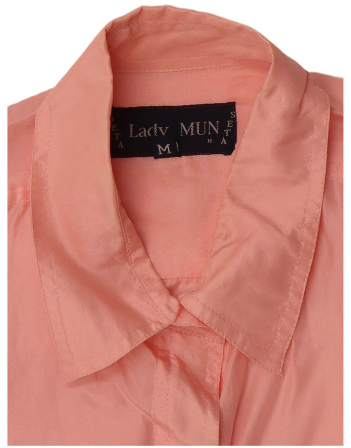 Vintage γυναικείο υπερμεγέθη πουκάμισο UK 14 Medium Pink Silk