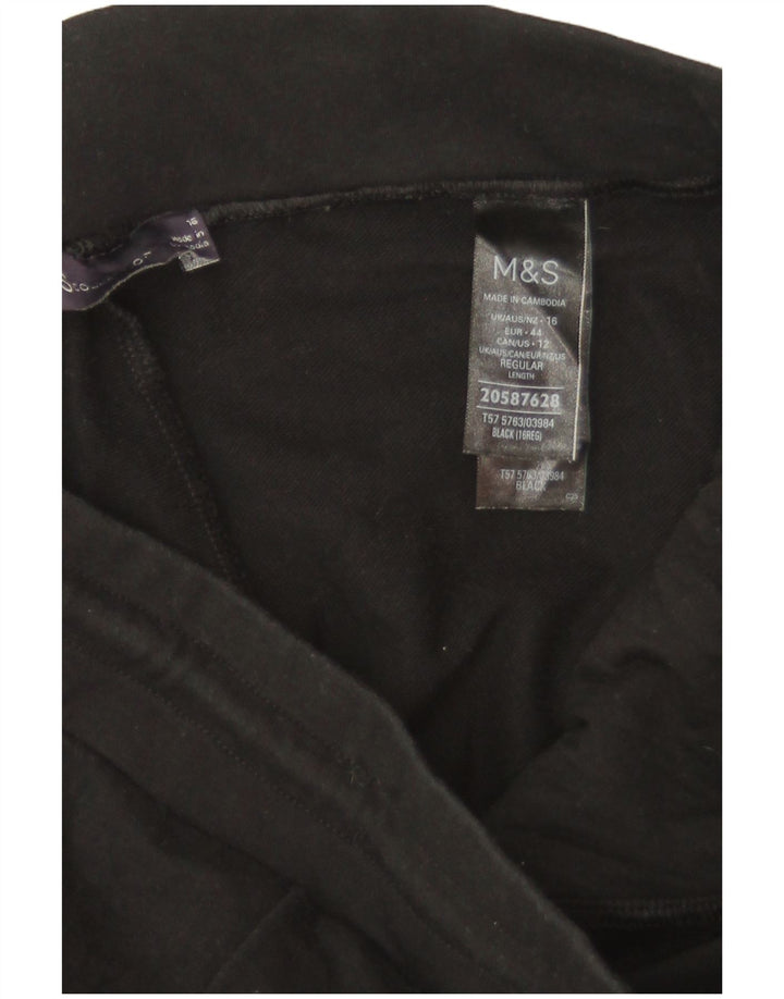 Marks & Spencer Γυναικεία φόρμα παντελόνια UK 16 Large Black Cotton