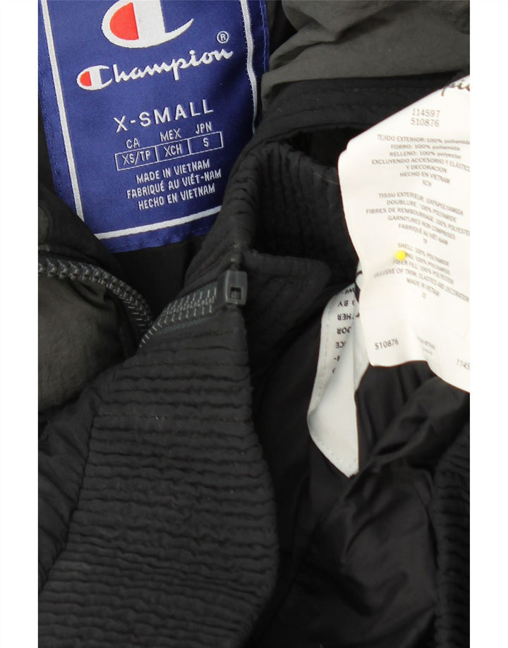 CHAMPION Γυναικείο μπουφάν με γραφική επένδυση UK 6 XS μαύρο χρώμα