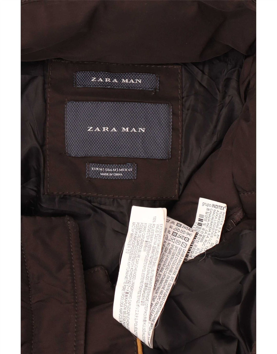 Zara Ανδρικό μπουφάν με κουκούλα UK 38 Μεσαίο καφέ πολυεστέρας